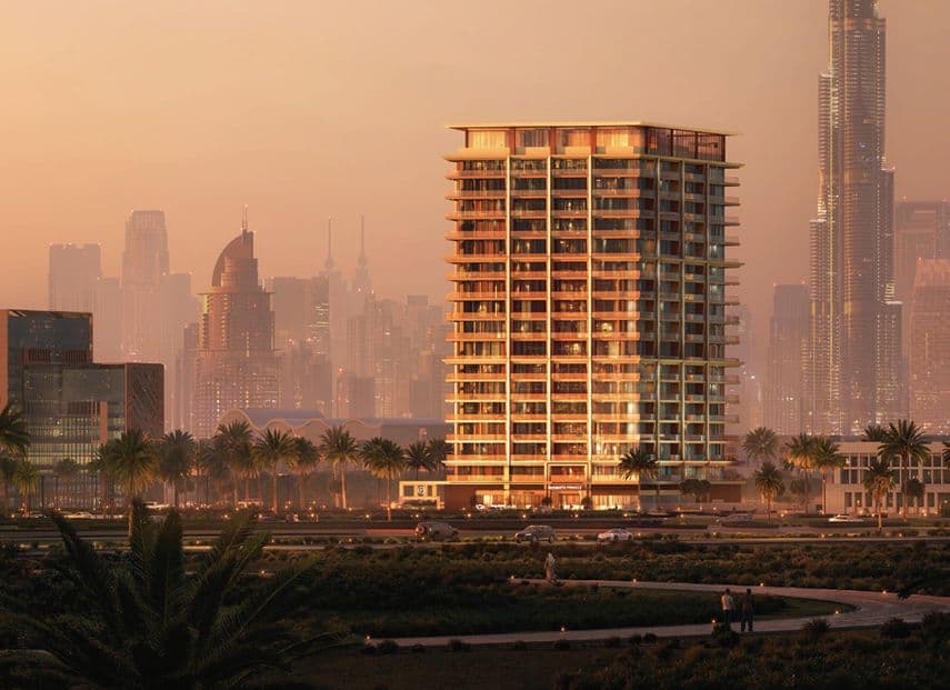Binghatti Pinnacle — the tower against the Dubai skyline