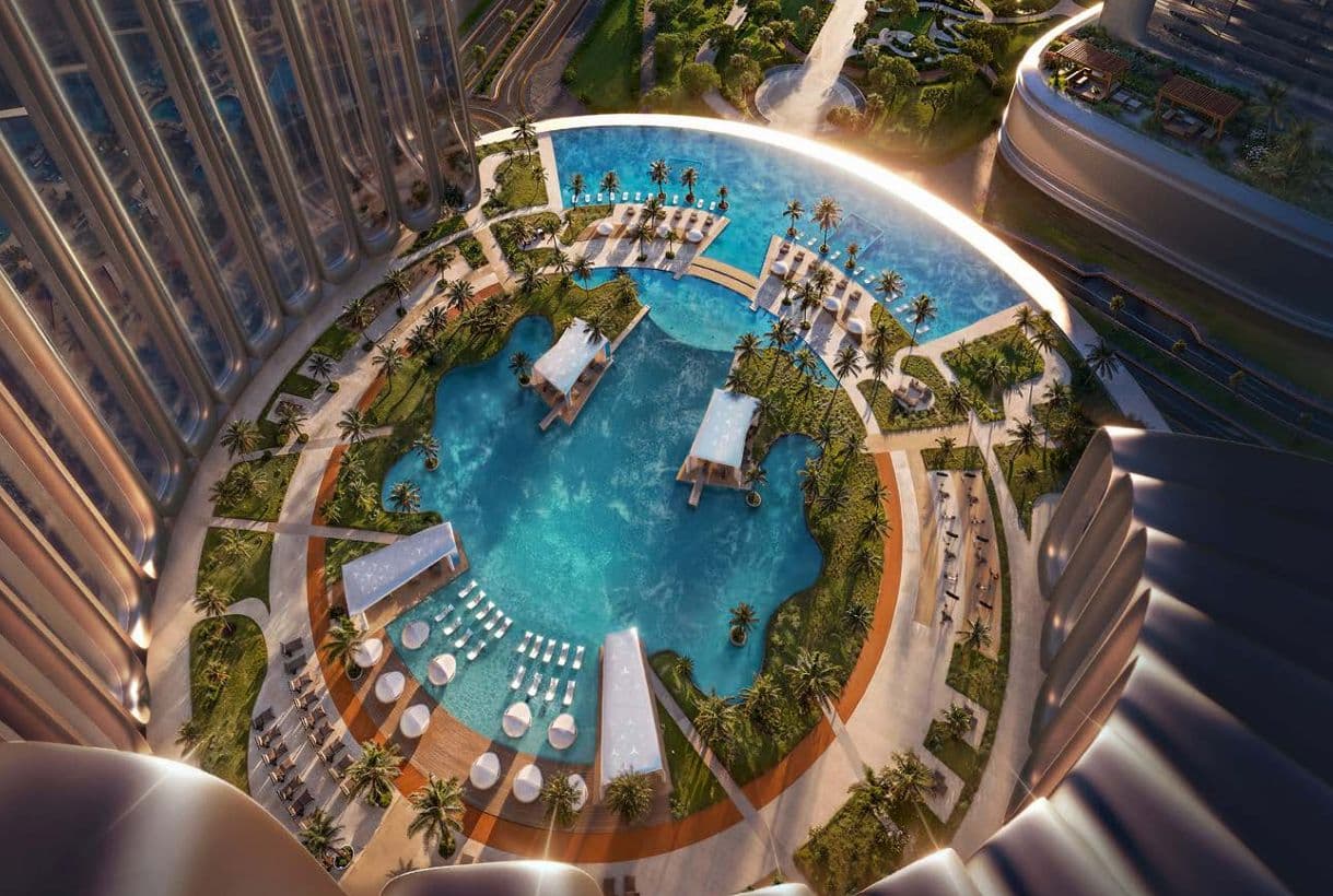 Maybach Six — the resort pool deck from above