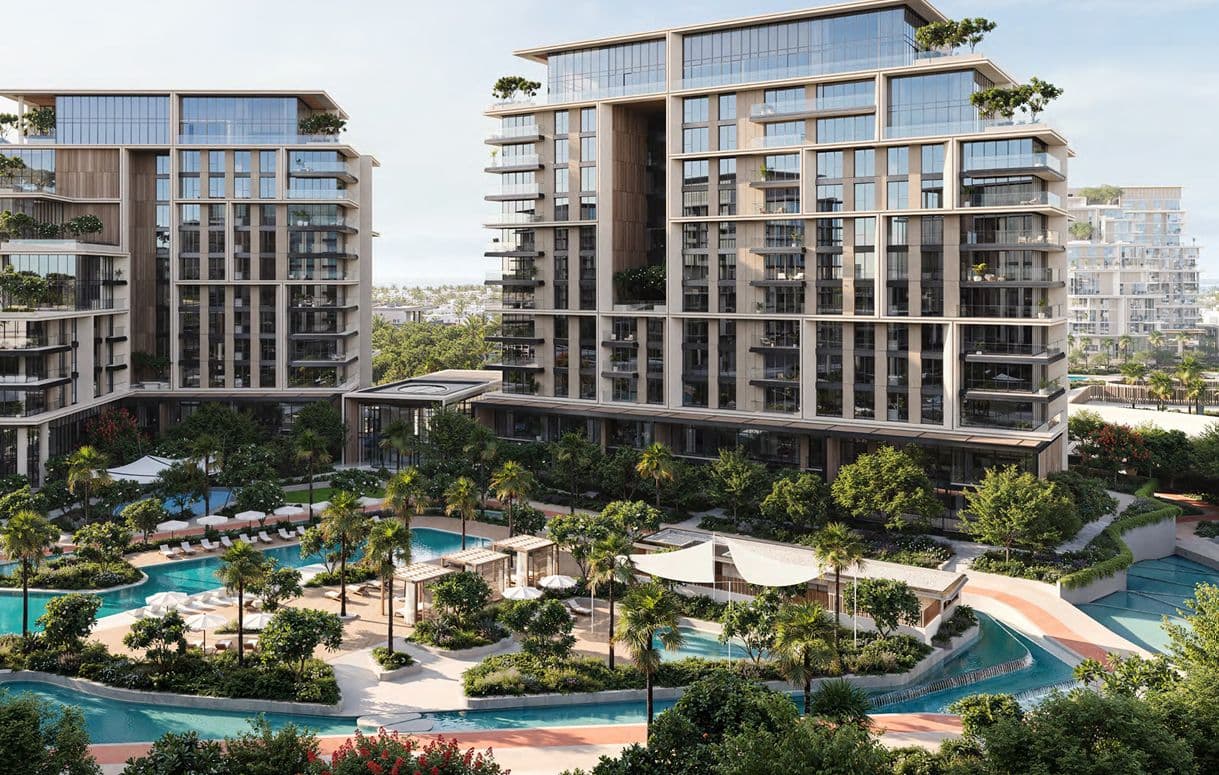 Dubai — the lagoon pools and landscaped grounds