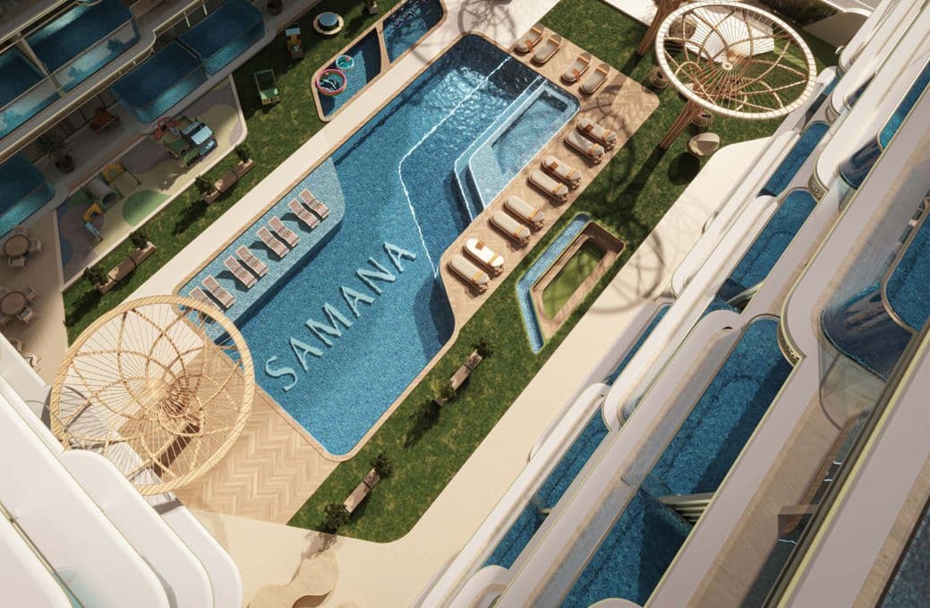 Samana Developers — the pool deck from above